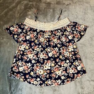 Free Kisses Plus Size Women Top Blouse Off‎ Shoulder Floral Size 1X